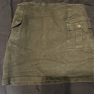 Olive Green Cargo Mini Skirt